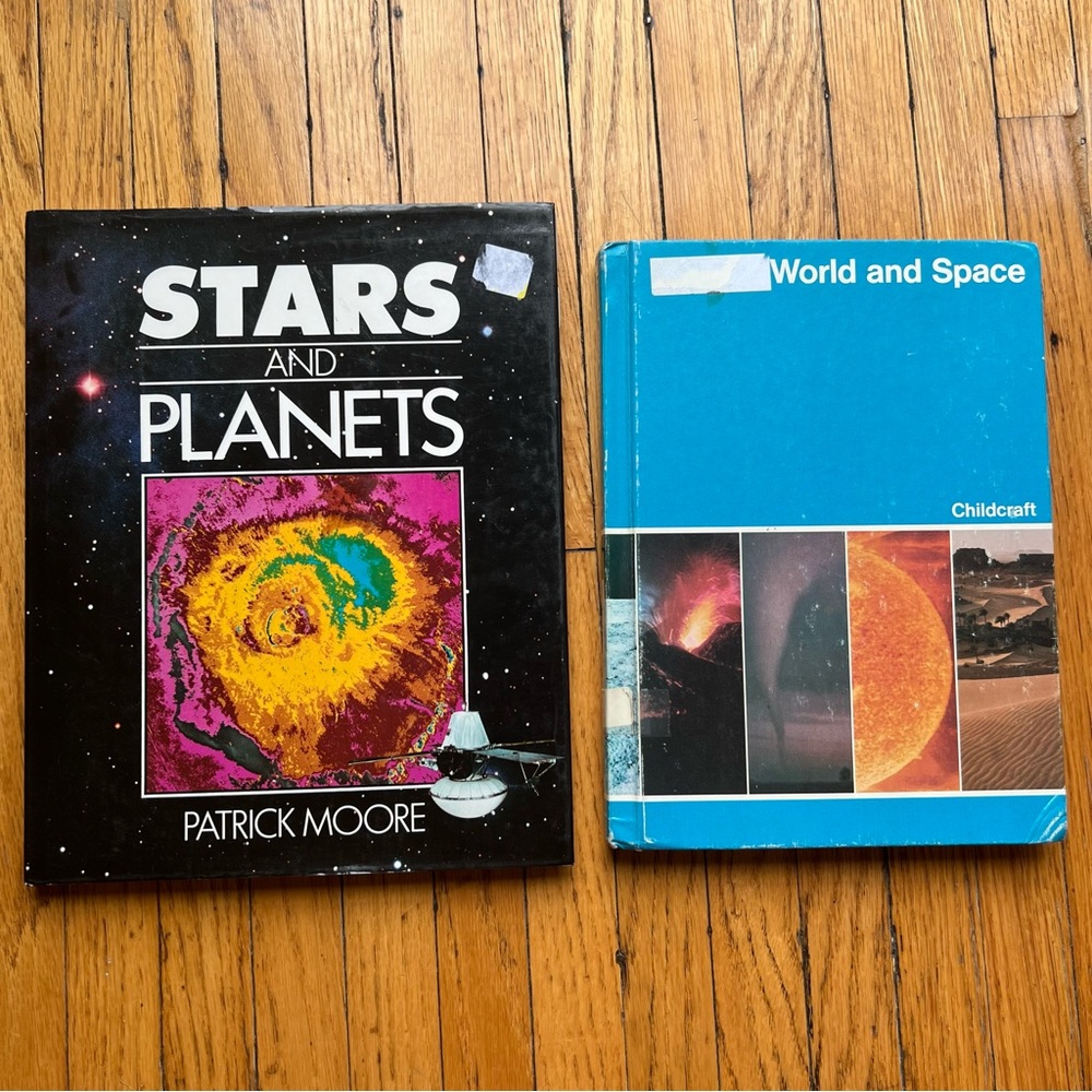 Vintage Hardcover Books: Stars and Planets, World and Space